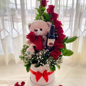 teddy bear and wine romantic gift set